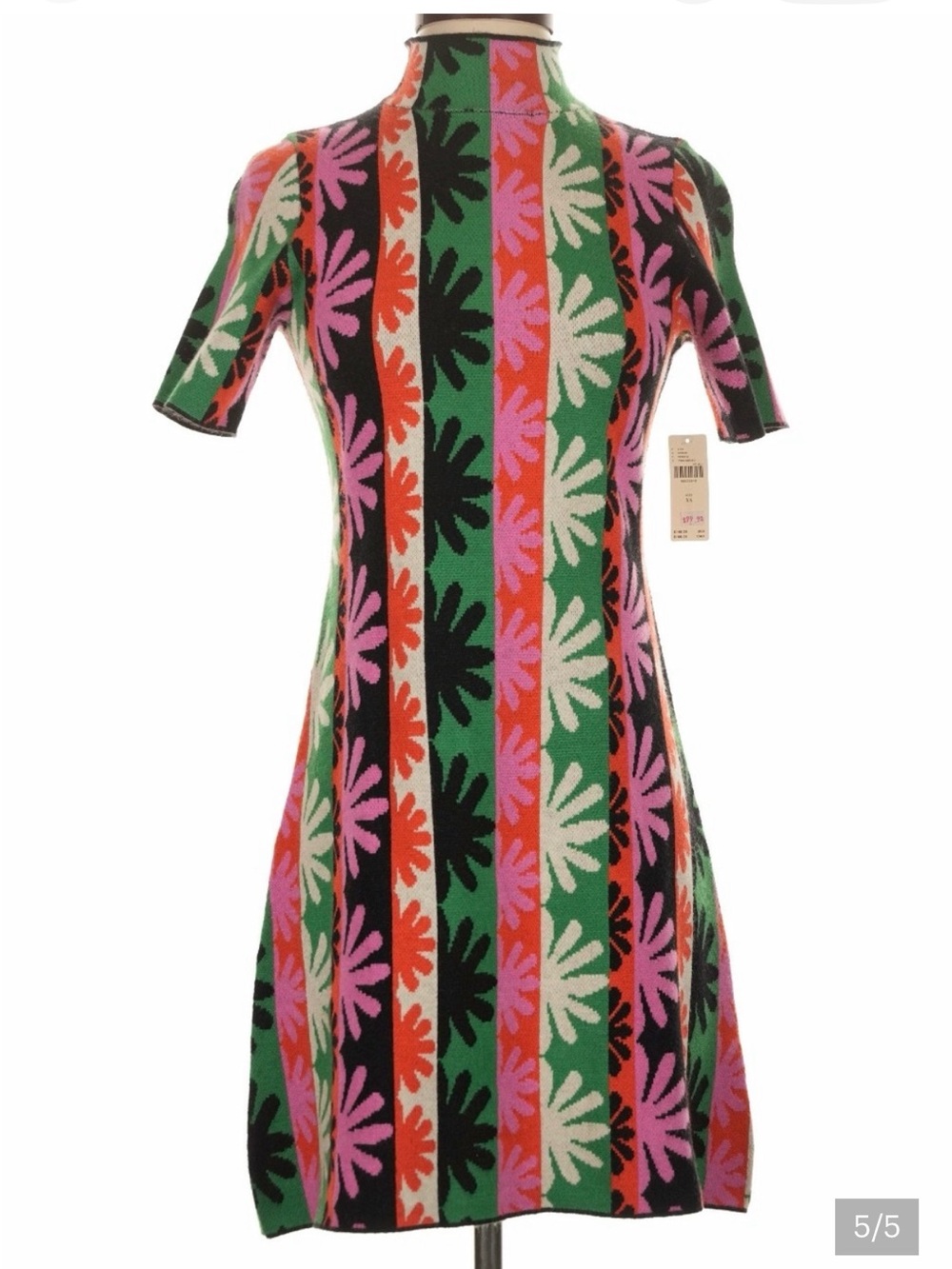 Anthropologie Nina Floral Stripe Knit Mod Dress - Picture 3 of 10